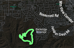 Map showing the location of the Blackridge Hiking Loop.