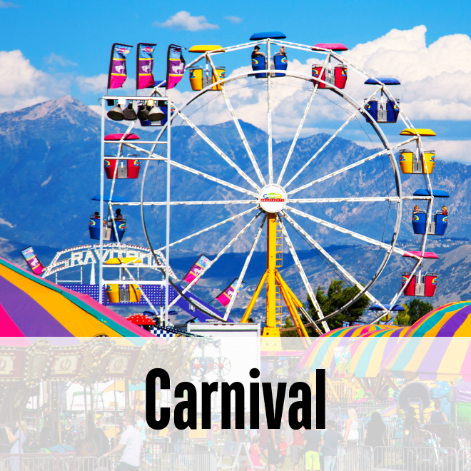 Carnival outside words read carnival