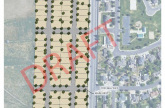 Draft rendering of a proposal for a maximum of 113 single-family and townhome housing.