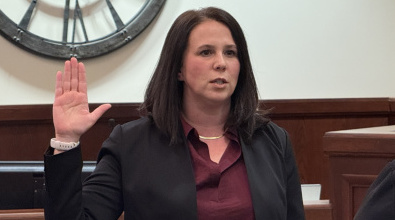 Terrah Anderson takes the oath of office as she is sworn in as an appointed Herriman City Councilmember in May 2025