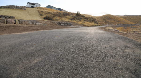 Close-up image of an asphalt trail in Juniper Canyon's second phase in November 2024