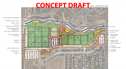 Draft rendering of a multi-field athletic complex in northern Herriman