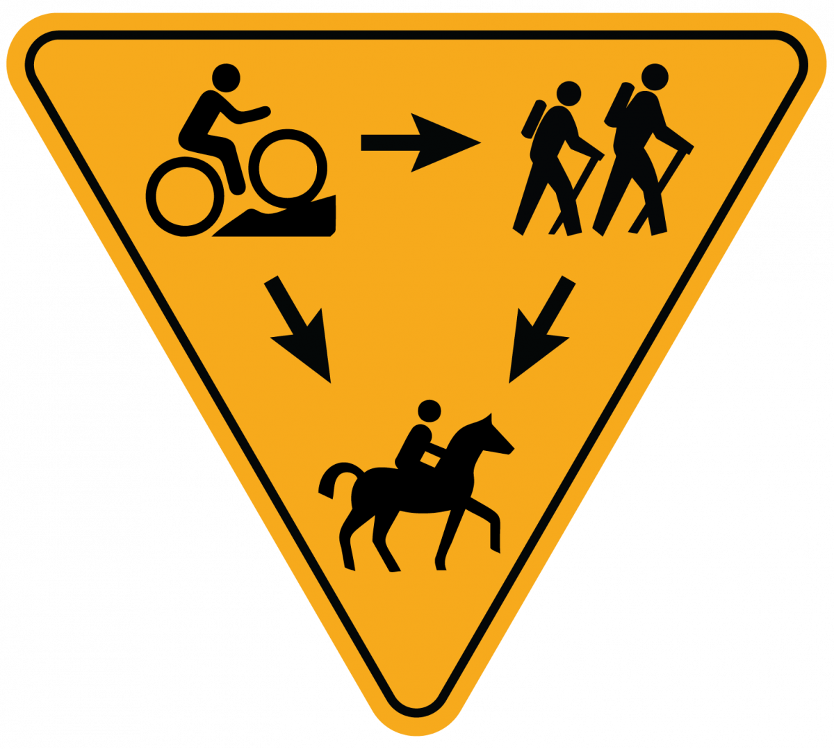 Graphic showing who should yield to others on trails
