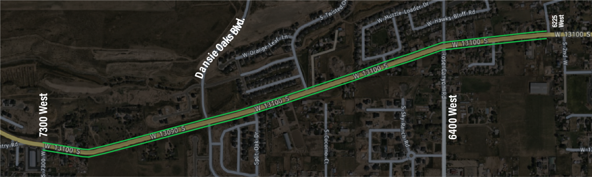 Map showing north and south ends of Main Street highlighted