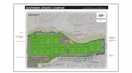Draft rendering of a multi-field athletic complex in northern Herriman