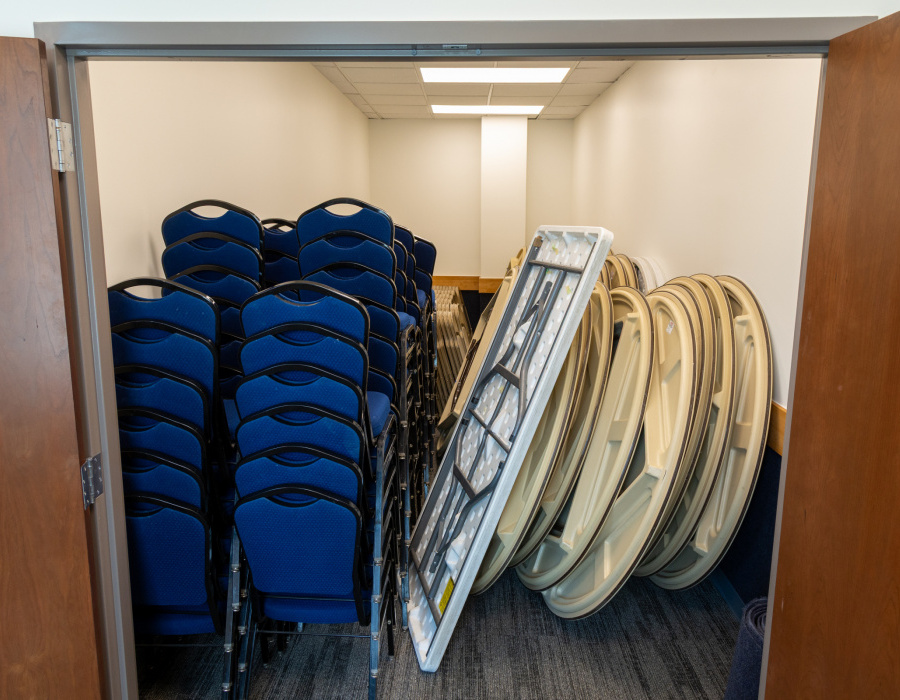 Tables and chairs included with the Community Room rental